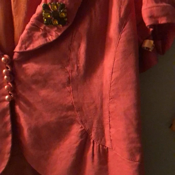 Ilusion Red-Orange Linen Blend Jacket - Picture 5 of 12